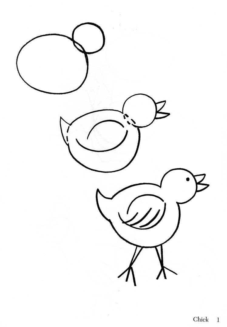 Схема рисования цыпленка для детей