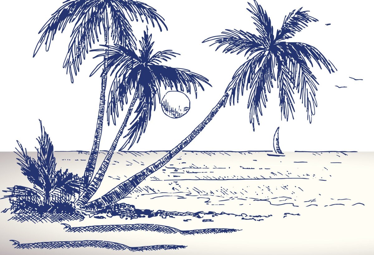 Графический пейзаж с пальмой