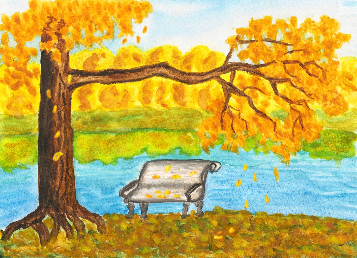 Золотая осень рисунок карандашом