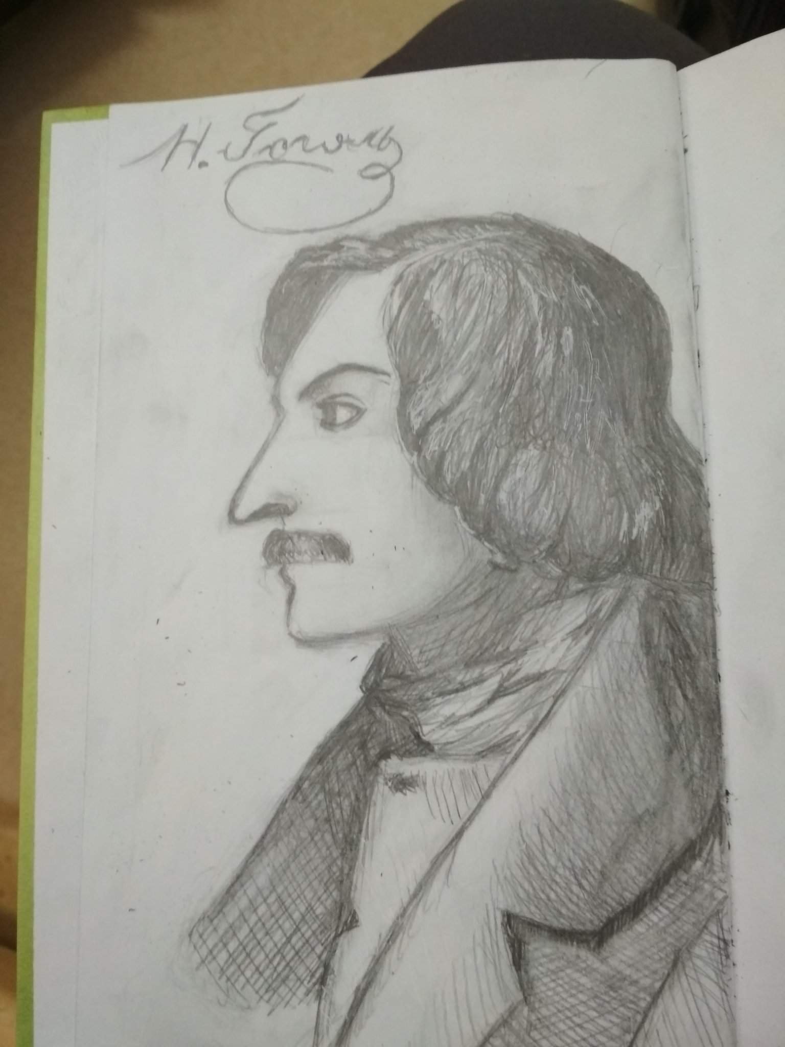 Гоголь портрет карандашом профиль