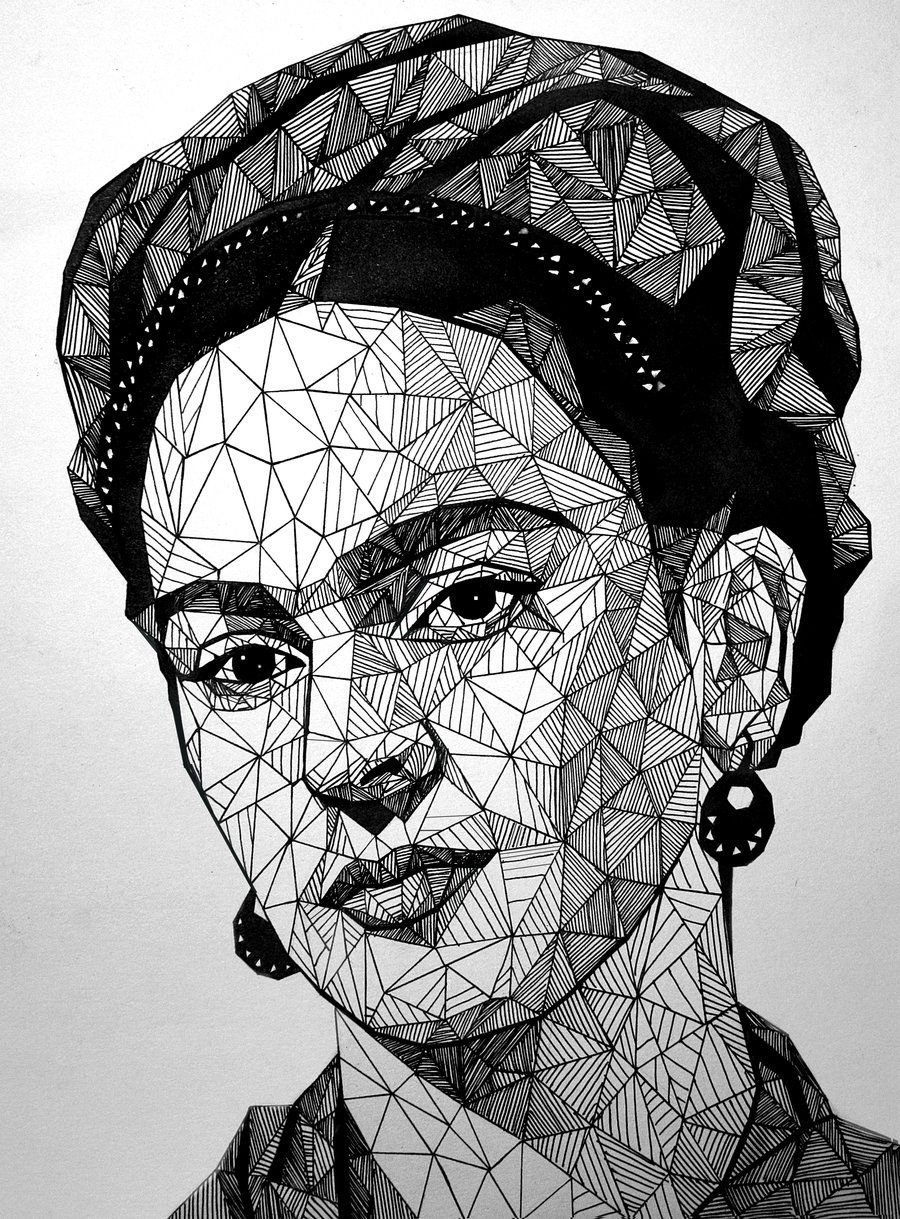 Фрида Кало полигональный портрет