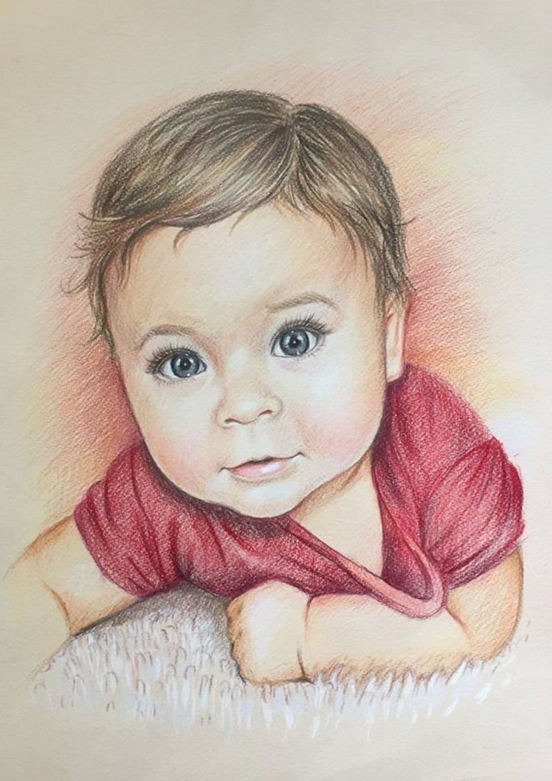 Портрет ребенка цветными карандашами