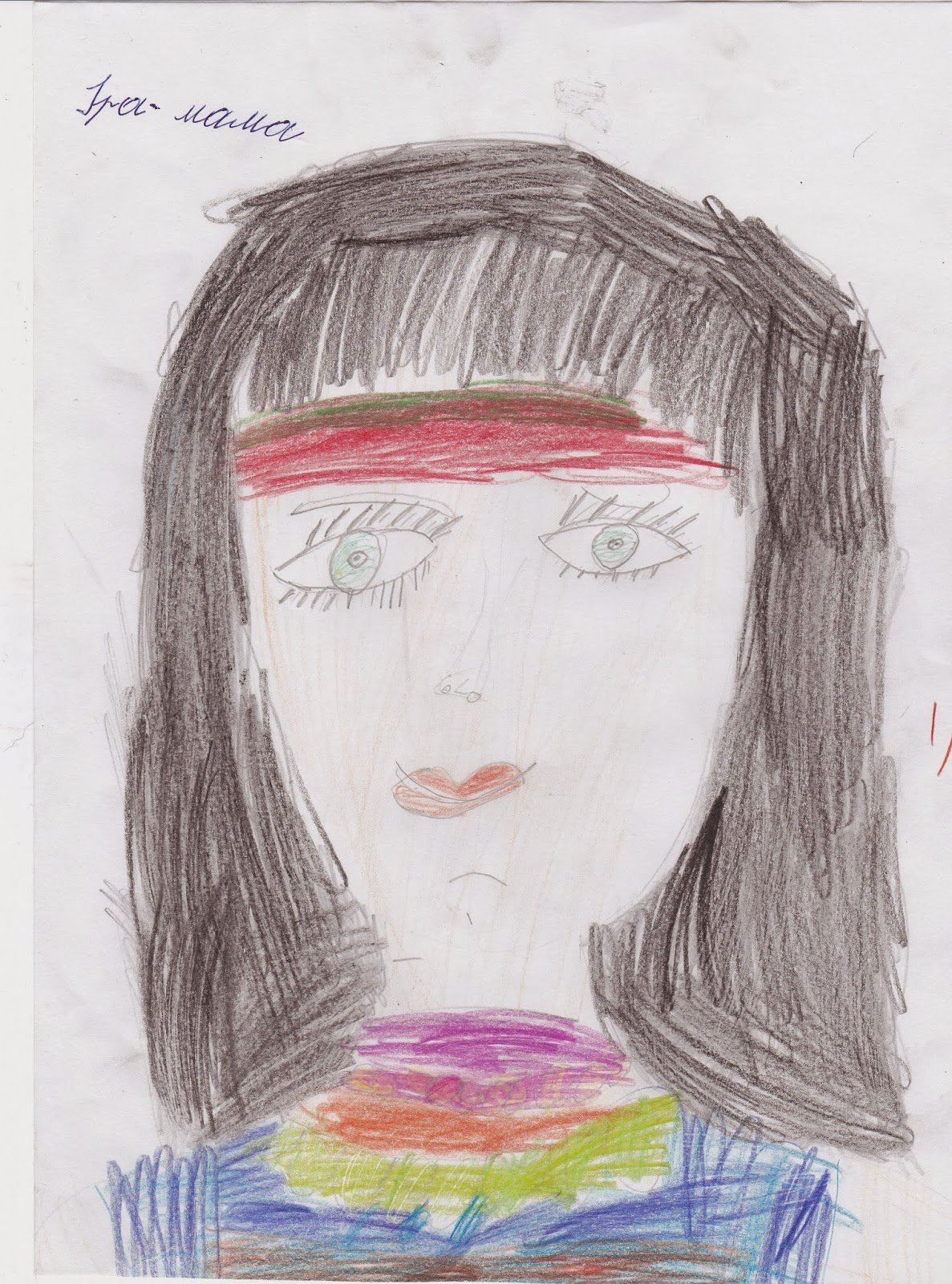Портрет мамы в очках детский рисунок