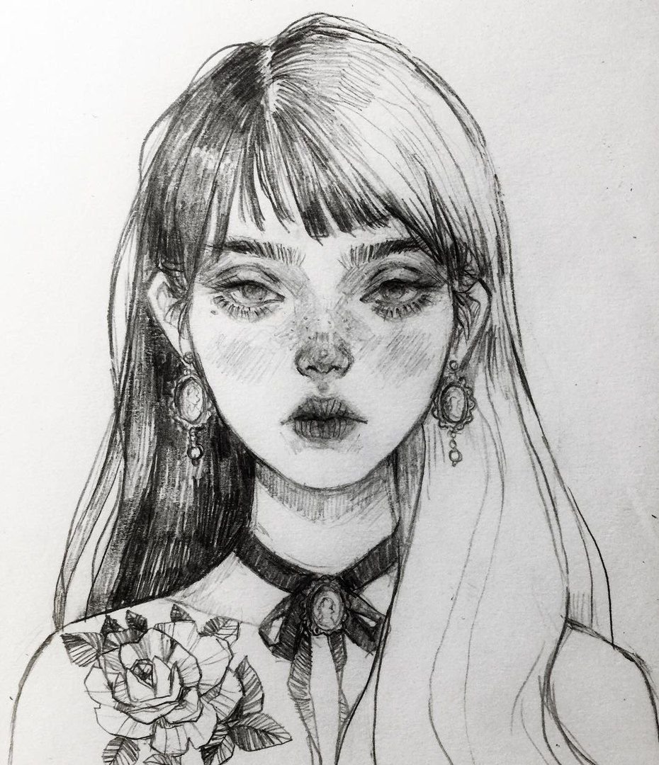 Лицо девушки арт карандашом