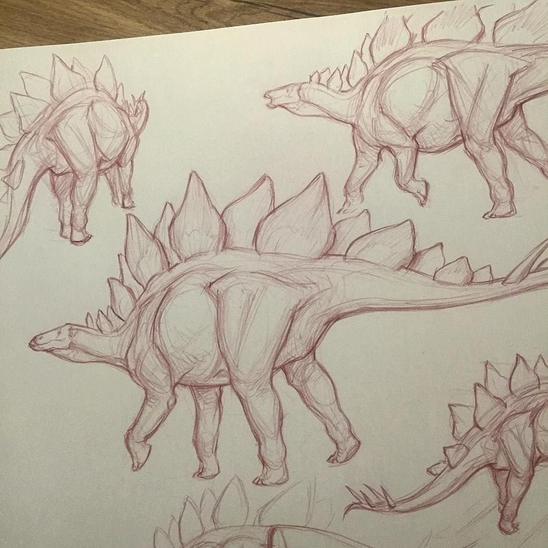 Скетчи динозавров карандашом