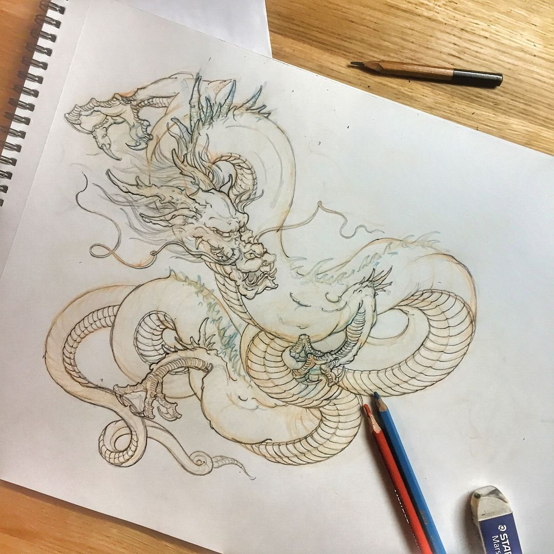 Китайский дракон скетч