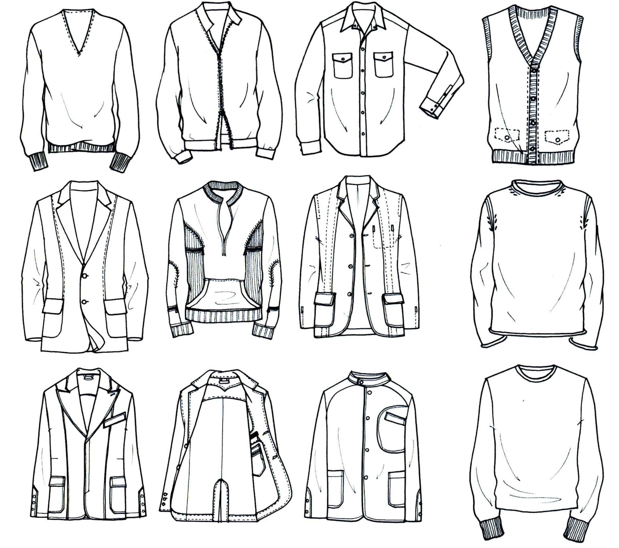 Эскиз форма. Эскизы разных видов одежды. Скетчи мужской одежды. Одежда для рисования мужская. Технические эскизы мужской одежды.