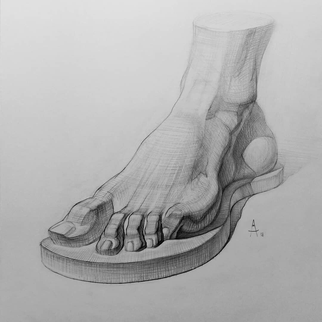 Гипсовая нога Давида рисунок