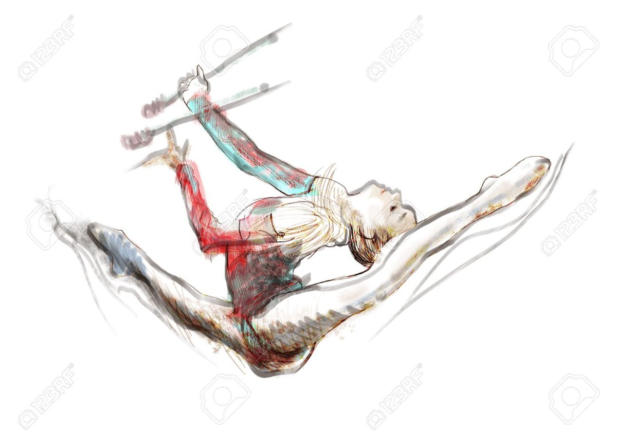 Гимнастка в прыжке иллюстрация