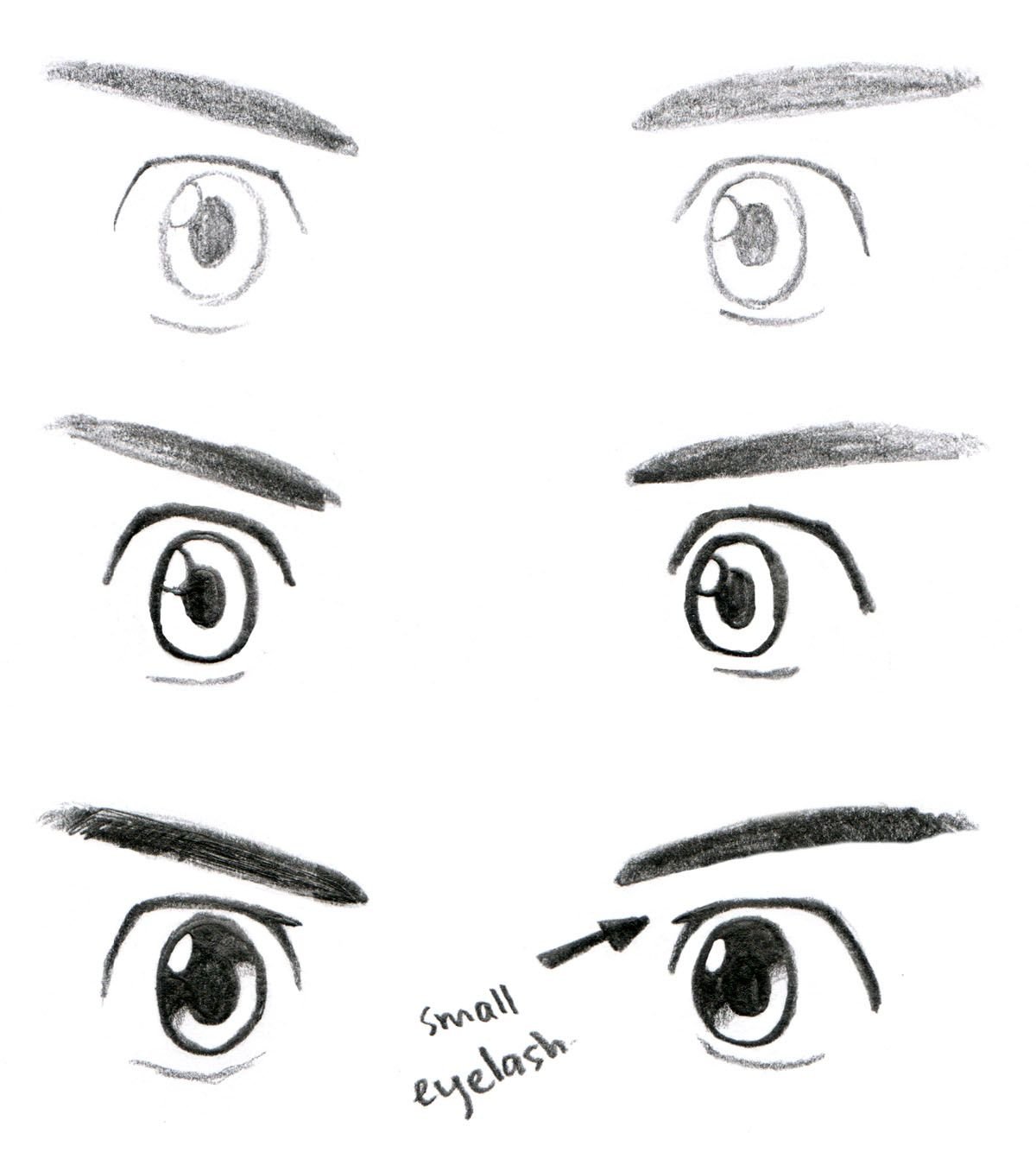 Форма глаз карандашом аниме