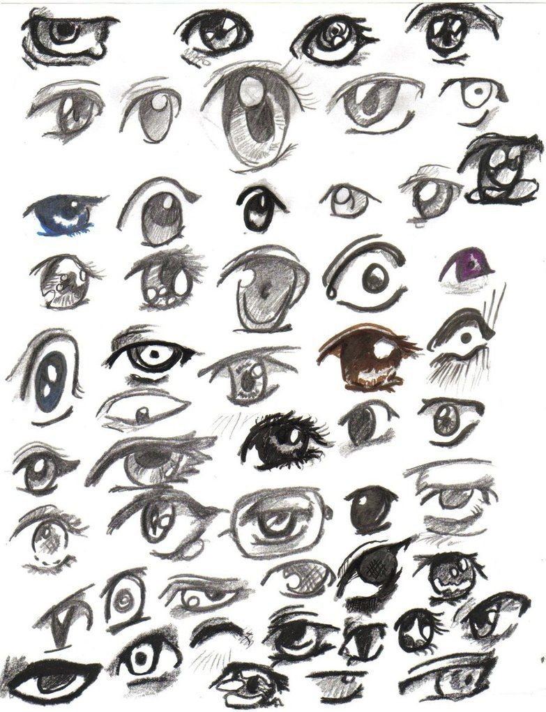 Глаза в разных стилях карандашом