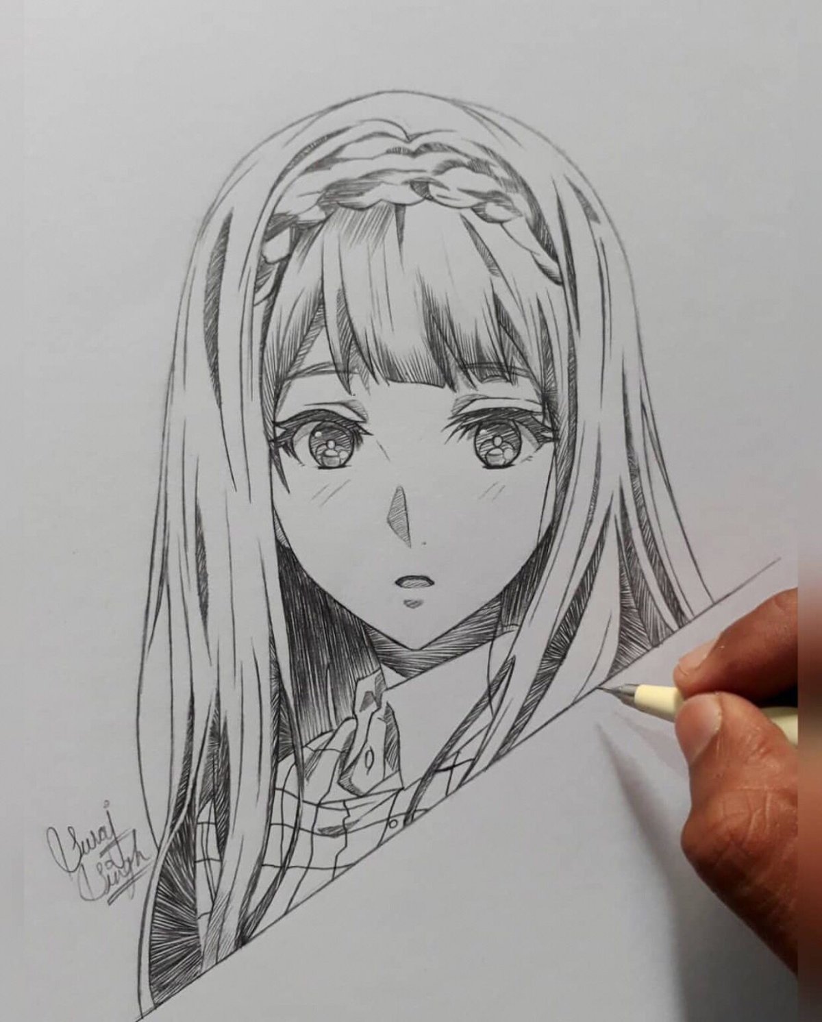 Рисунки аниме девушек карандашом