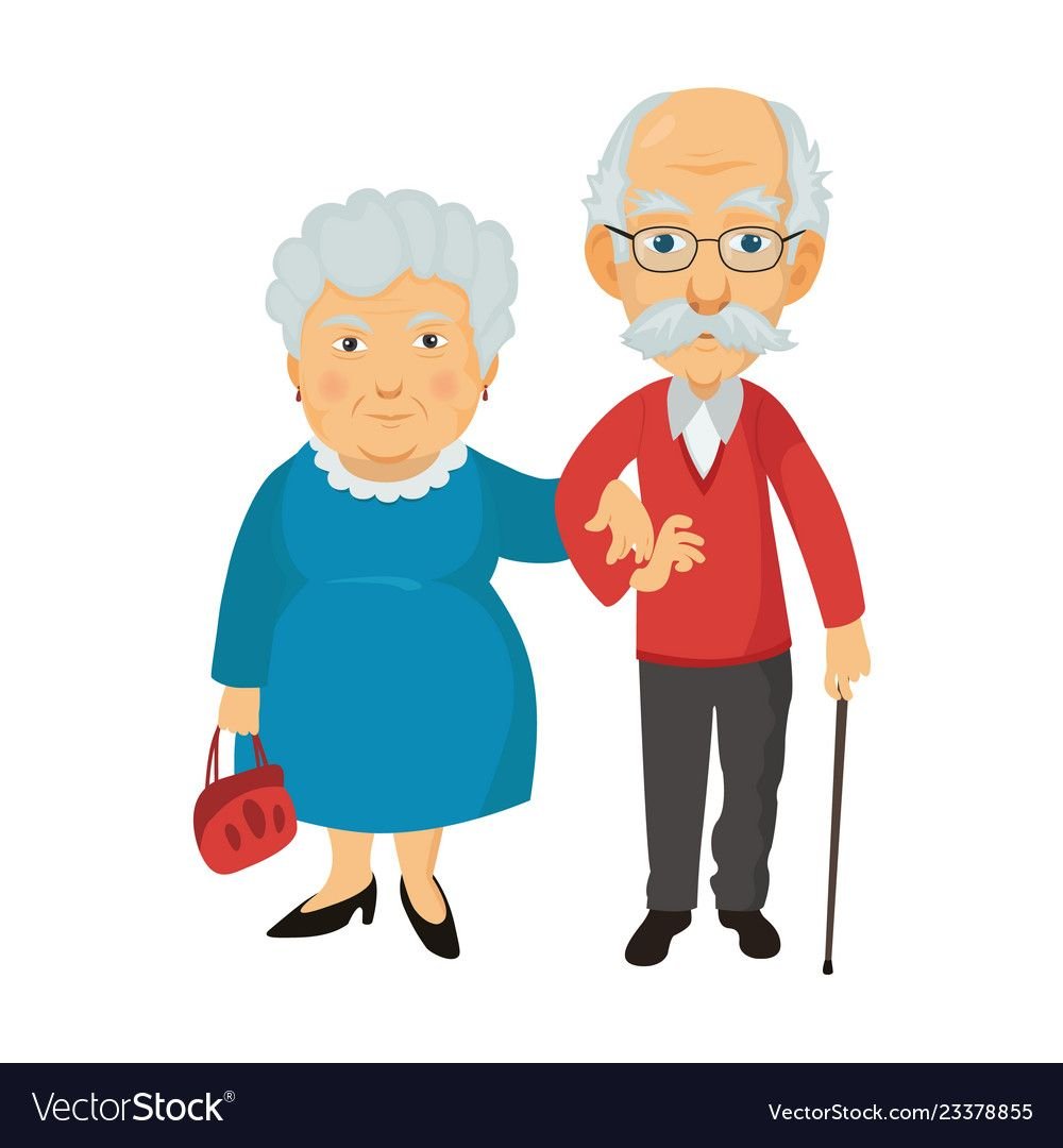 Бабушка и дедушка на прозрачном фоне