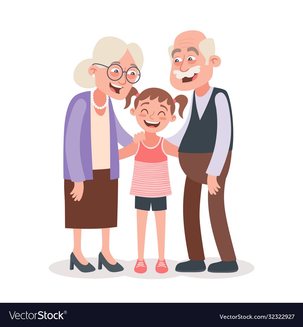 Бабушка и дедушка на белом фоне