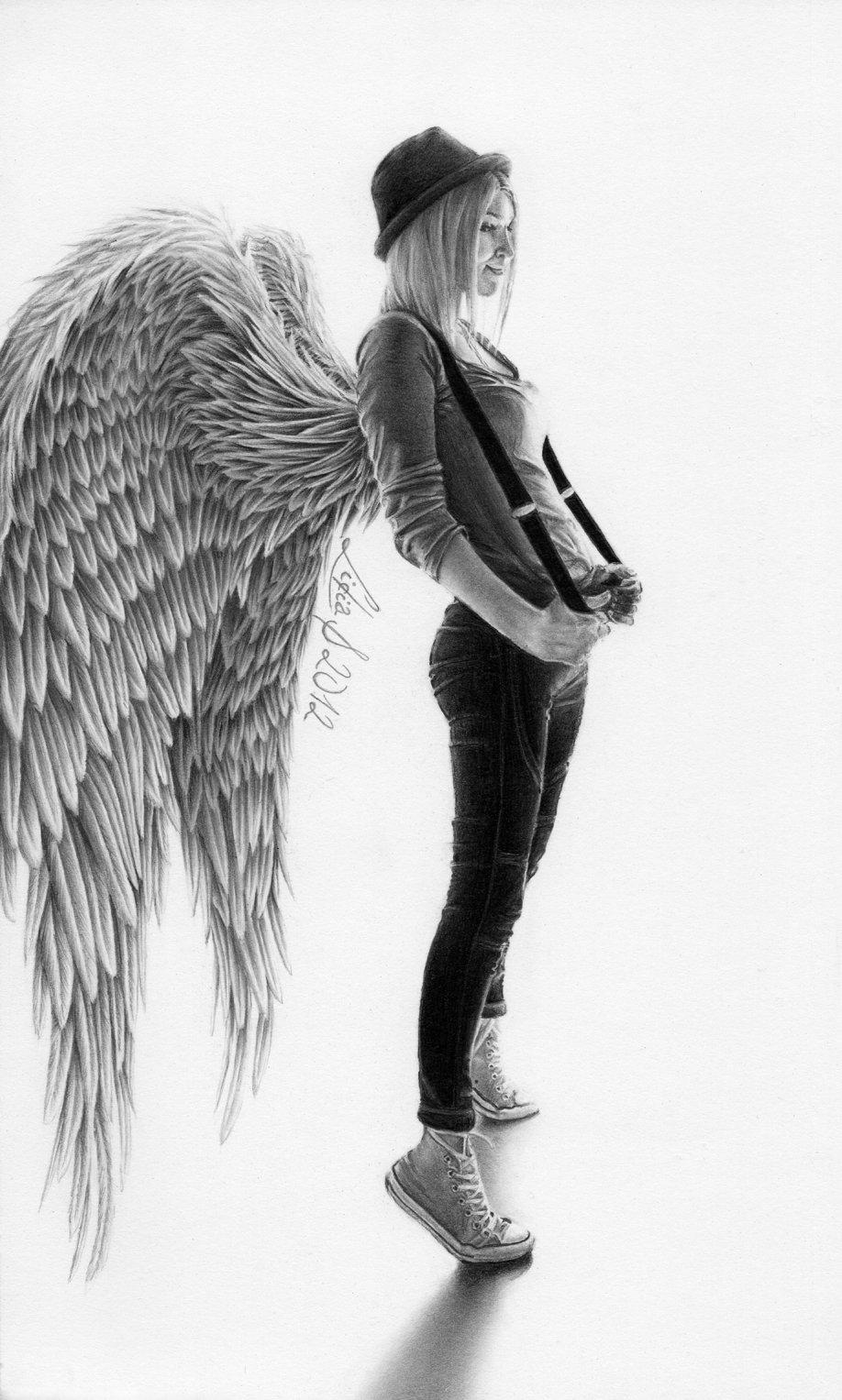 Нарисовать девочку с крыльями