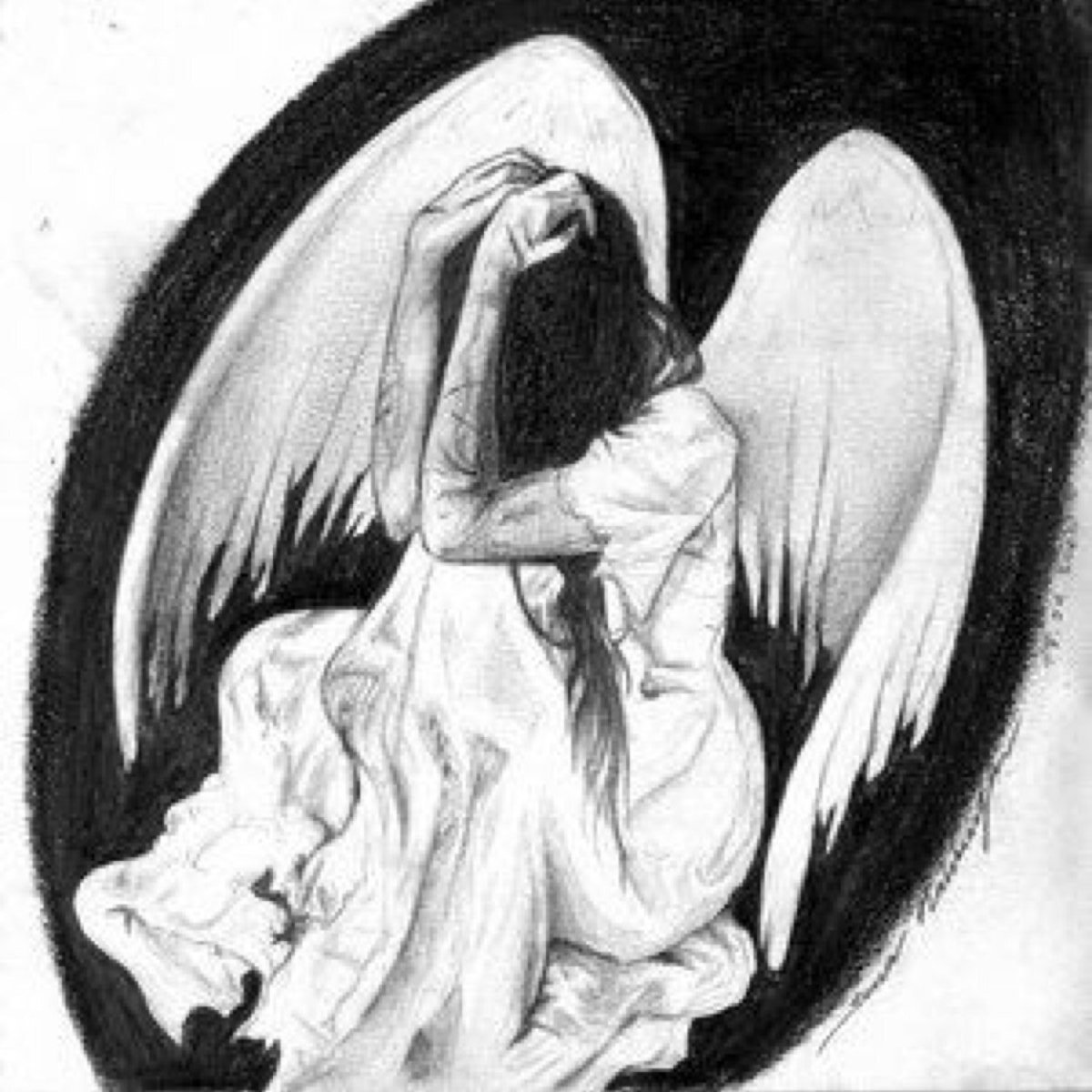 Плачущий ангел рисунок карандашом