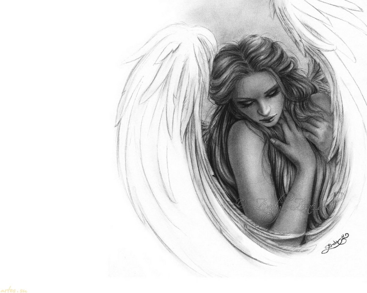 Девушка ангел эскиз