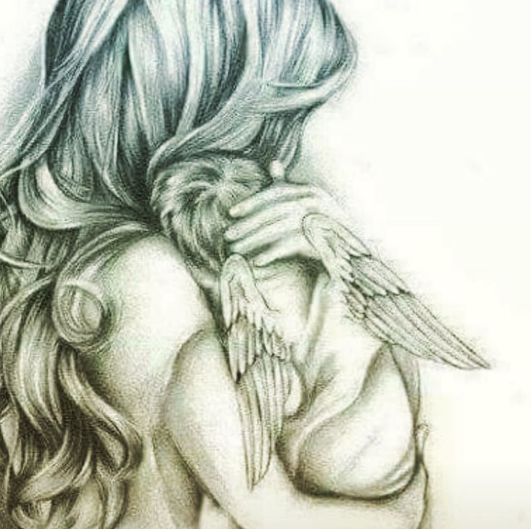 Ангел с ребенком на руках эскиз