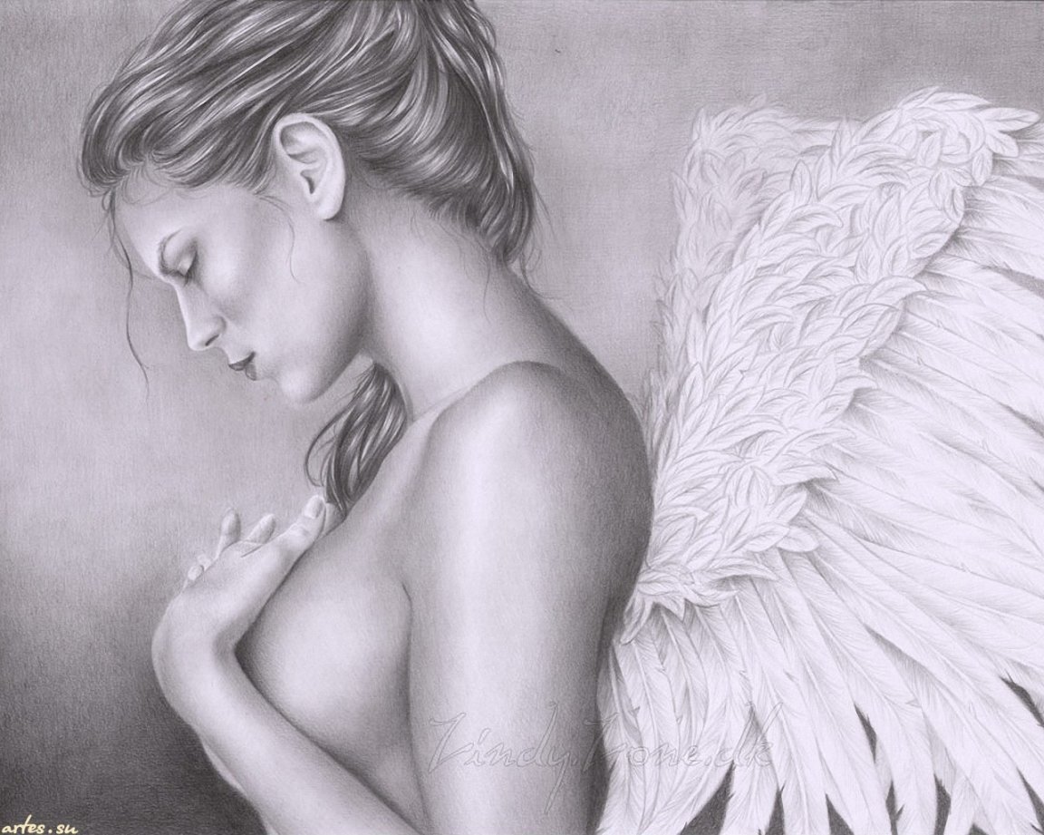 Девушка ангел рисунок карандашом