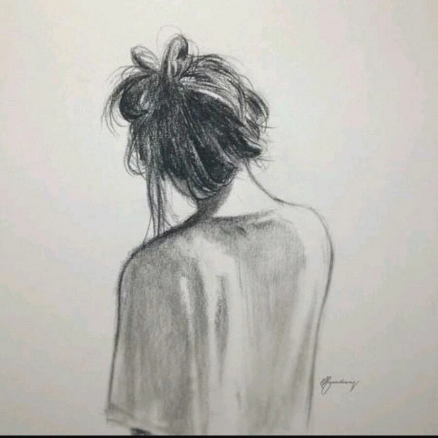 Девушка со спины рисунок