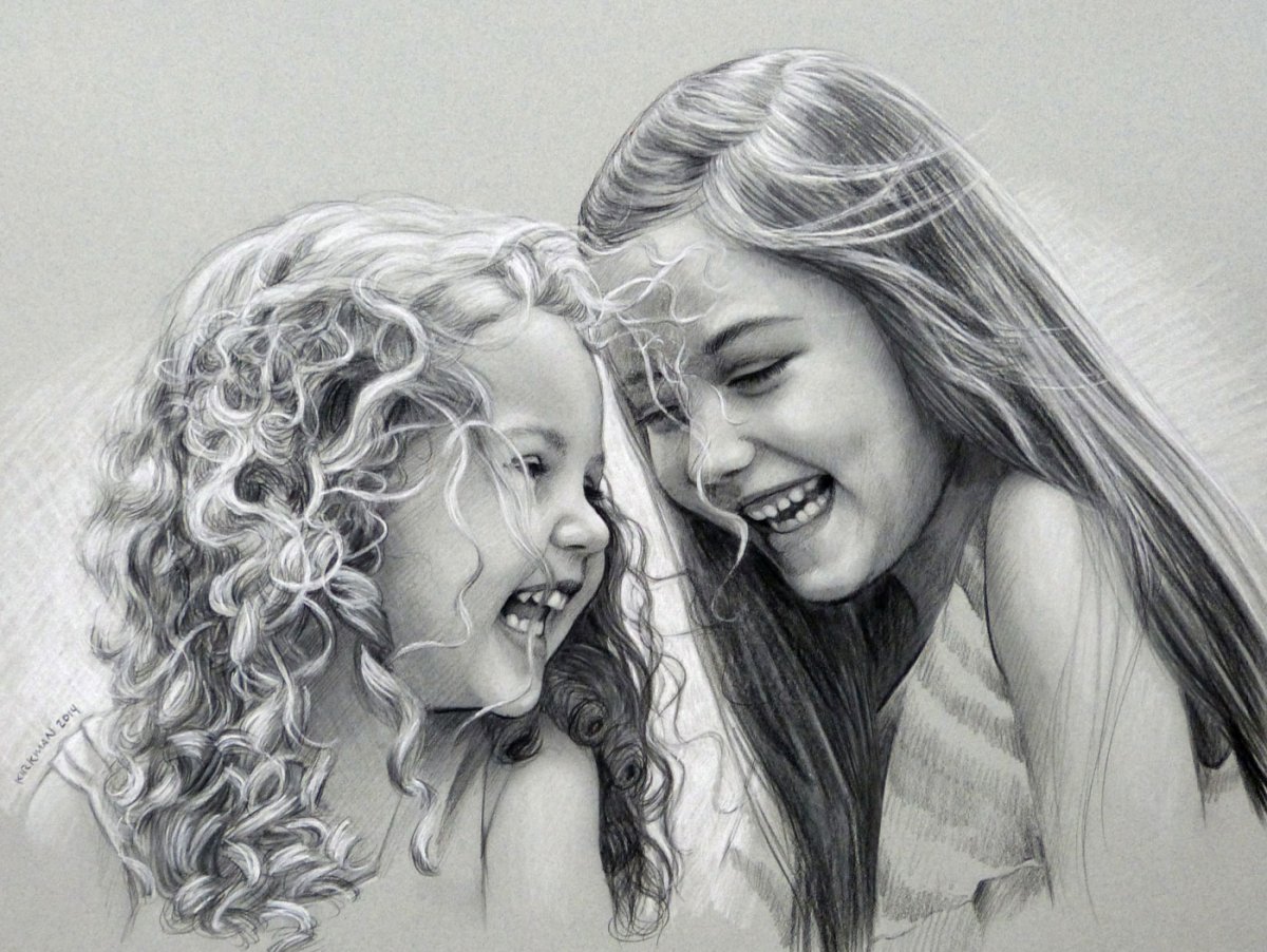 Мама и дочь рисунок карандашом