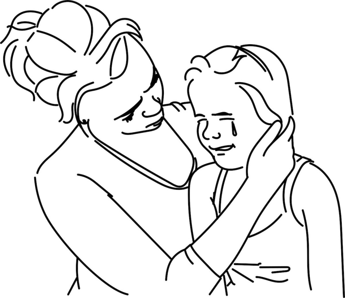 Раскраска мама с ребенком на руках