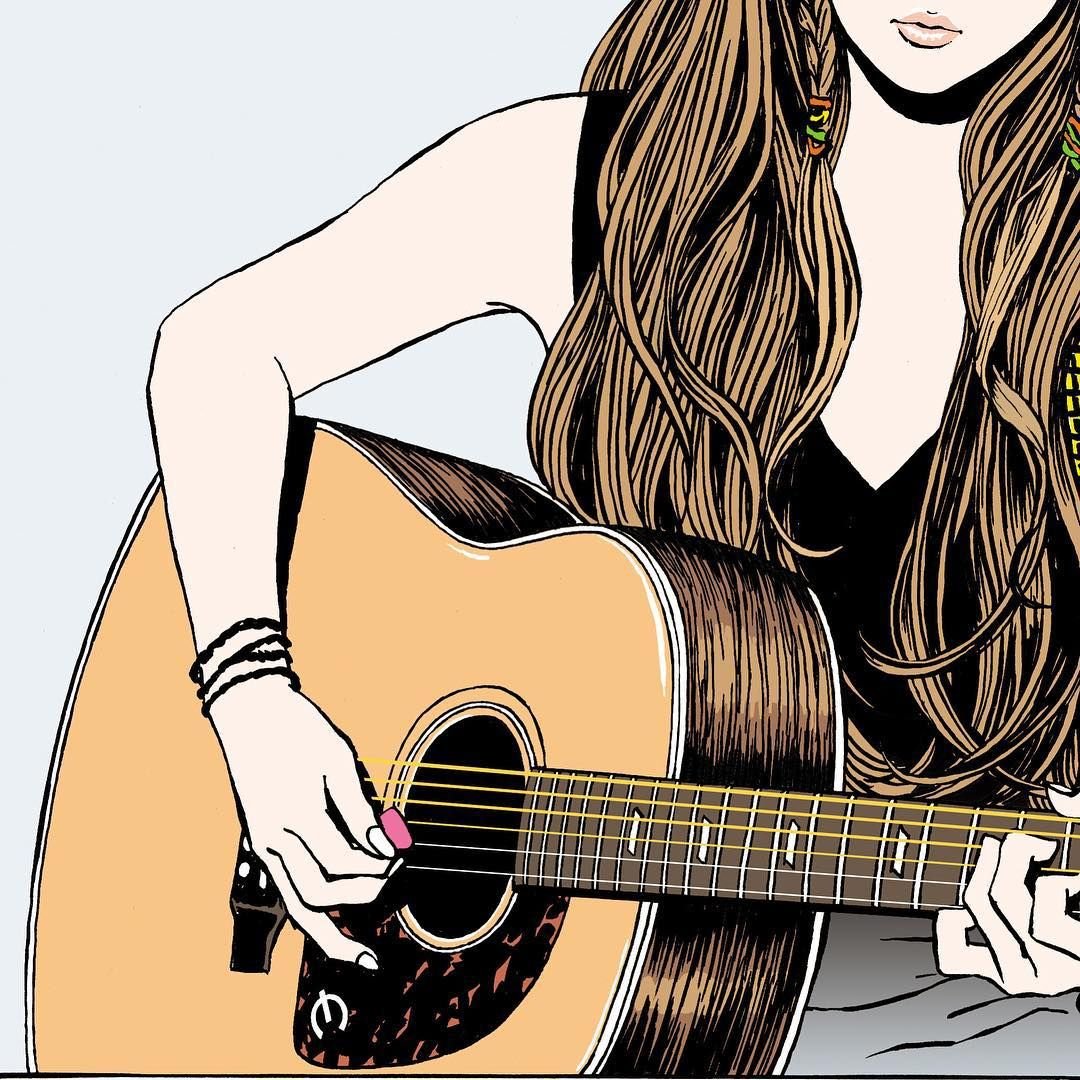 Девочка с гитарой рисунок