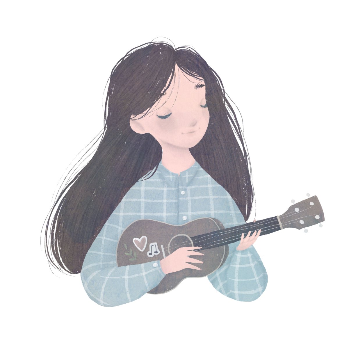 Девочка с укулеле арт