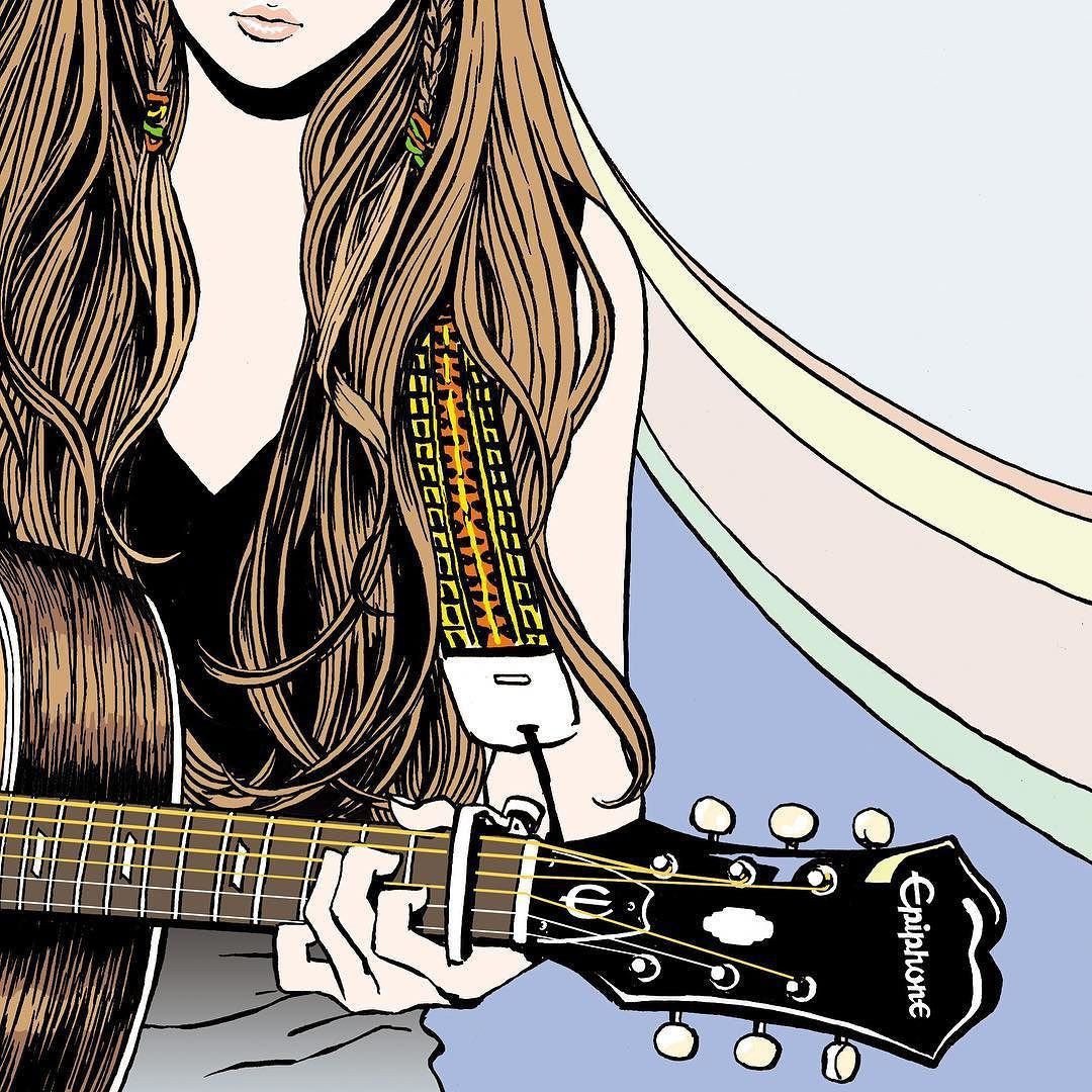 Нарисовать девушку с гитарой