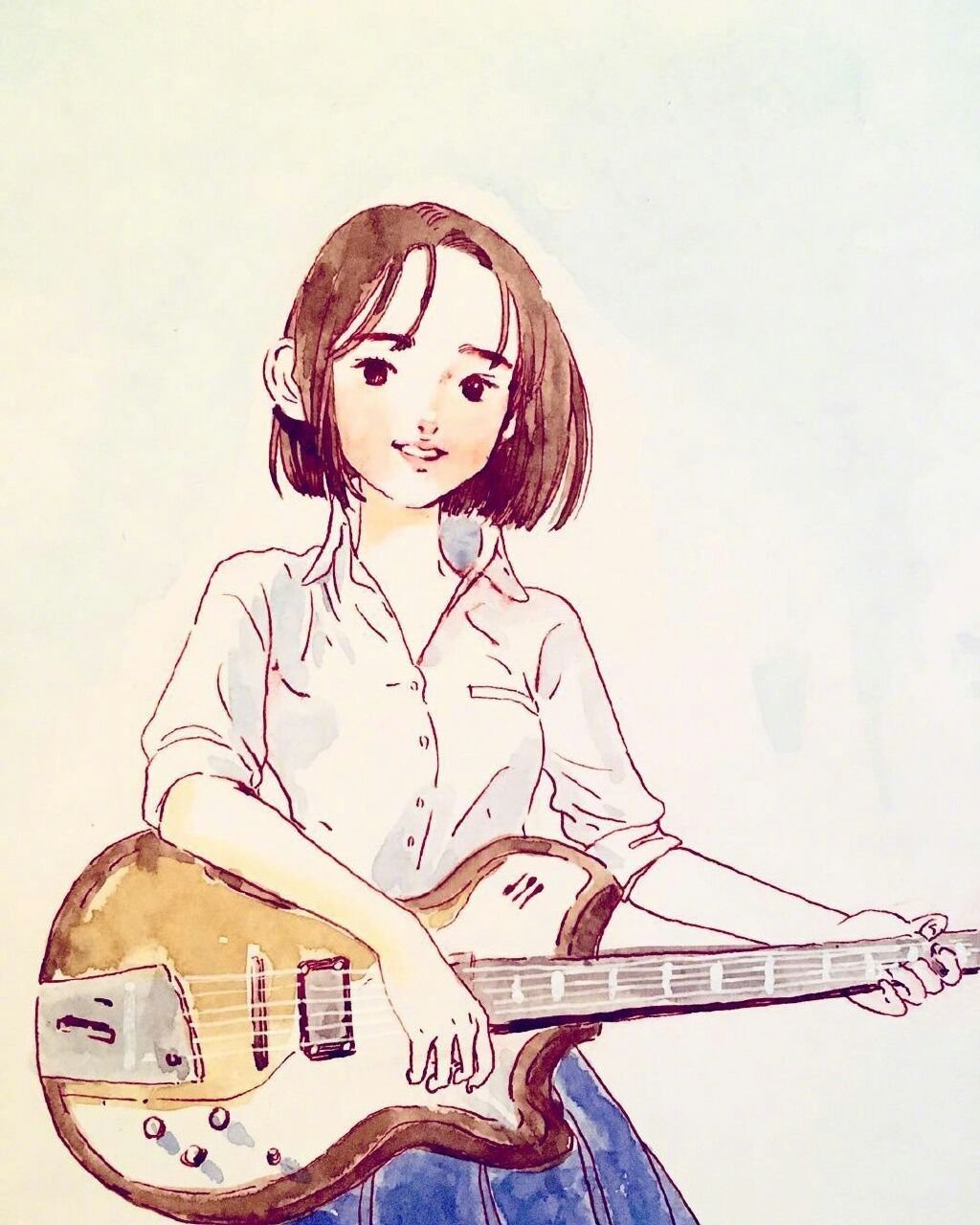 Нарисовать девочку с гитарой