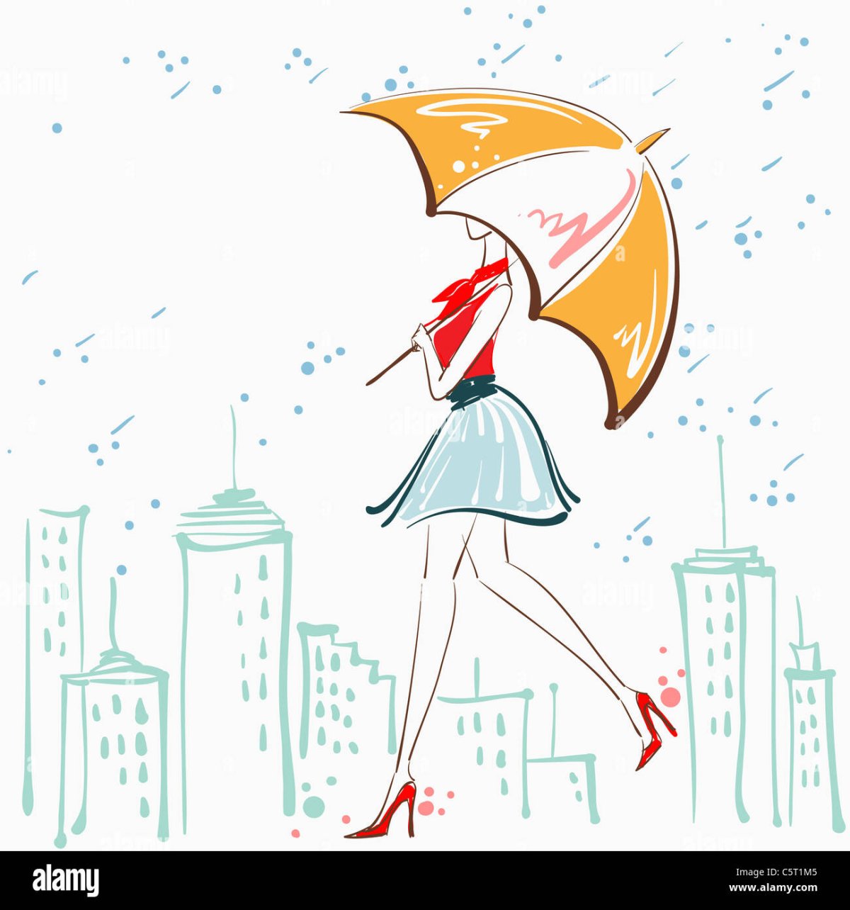 Рисовать девочку с зонтиком