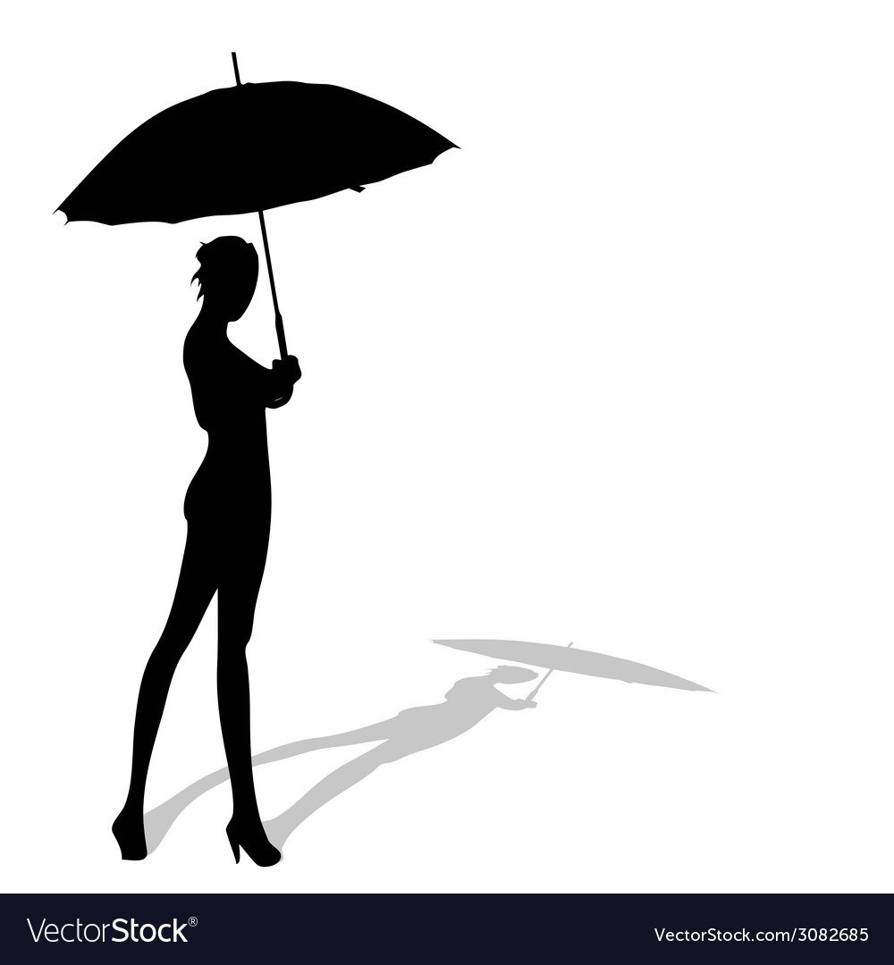 Контур девочки с зонтом