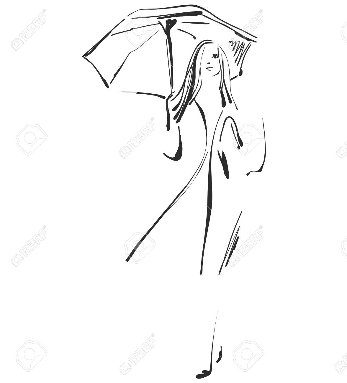 Силуэт женщины с зонтом