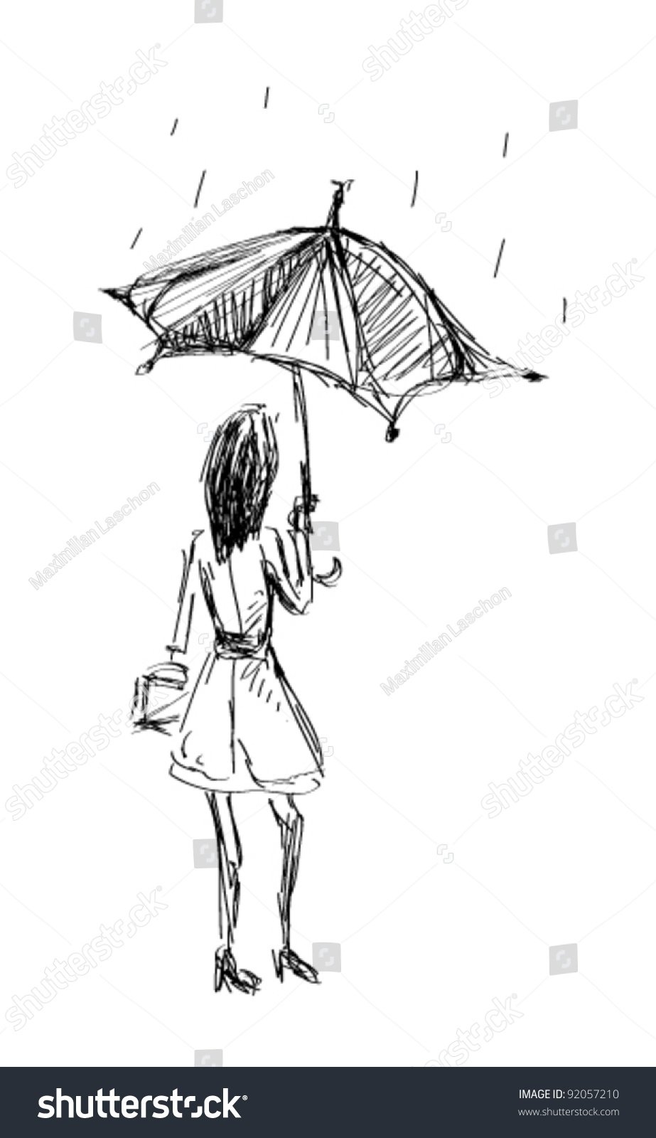 Эскиз человека с зонтом