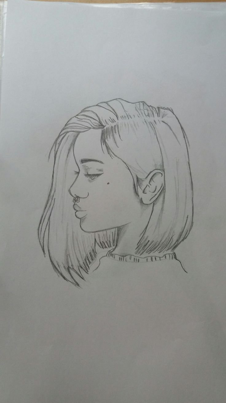 Нарисовать девочку с каре карандашом