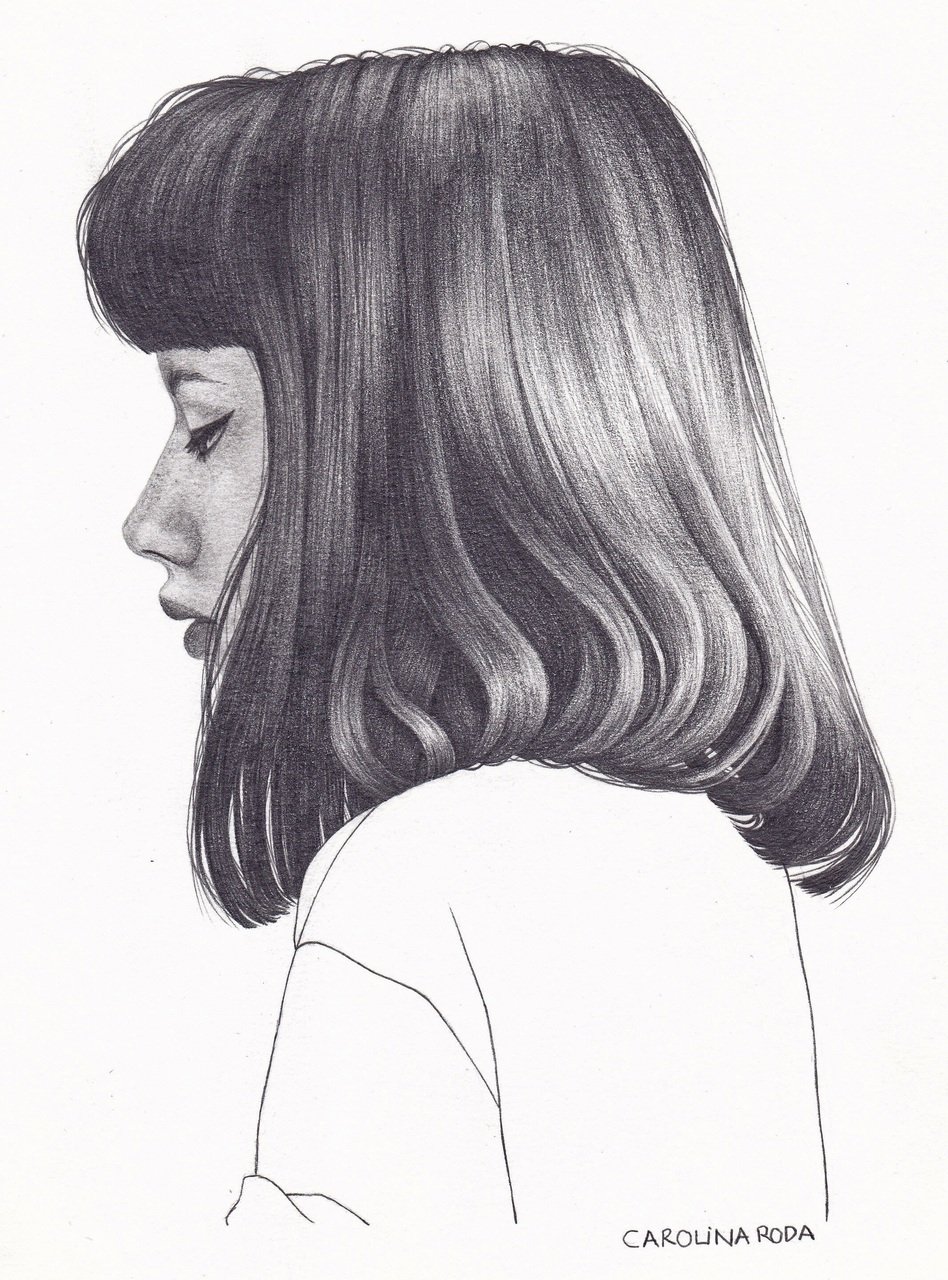 Девочка с каре рисунок