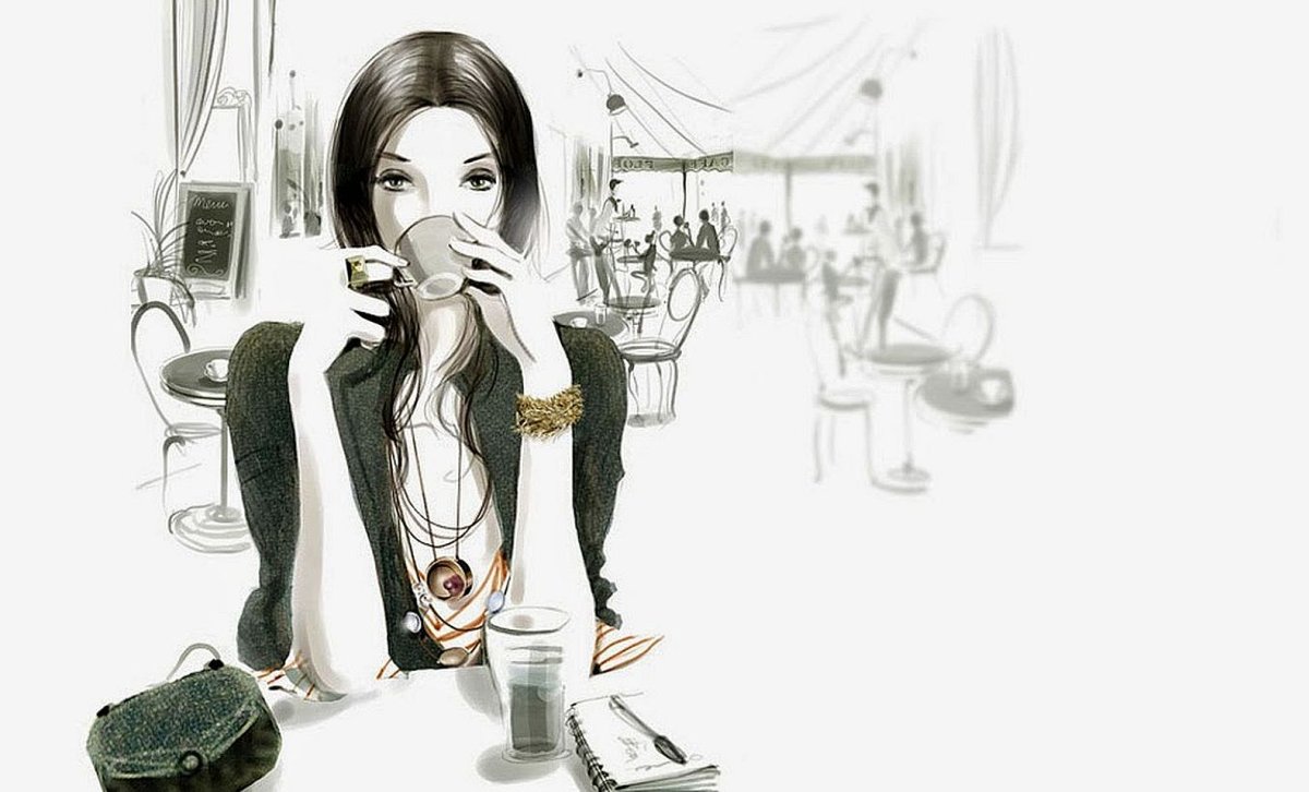 Девушка в кафе арт
