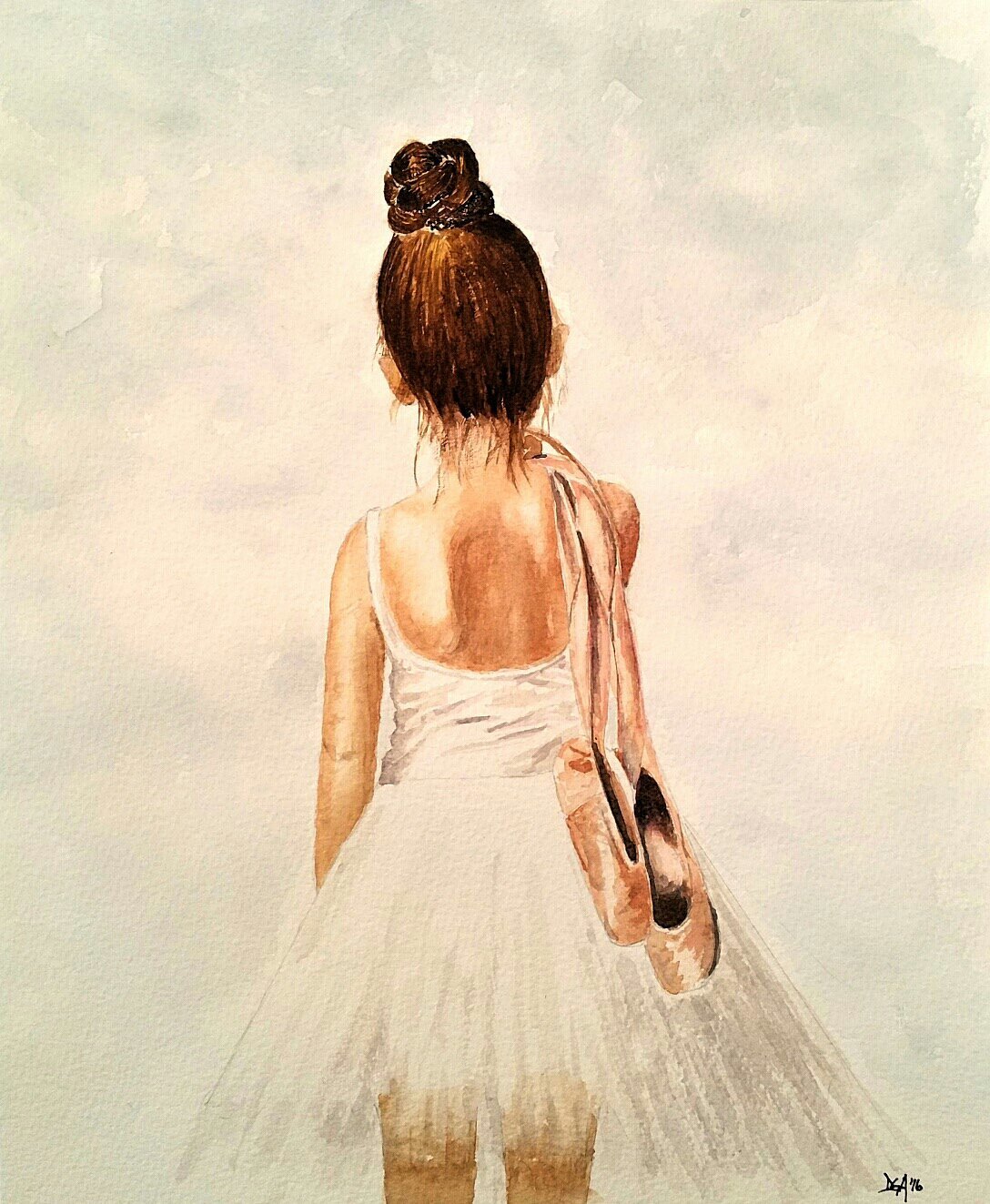 Девушка в платье со спины рисунок