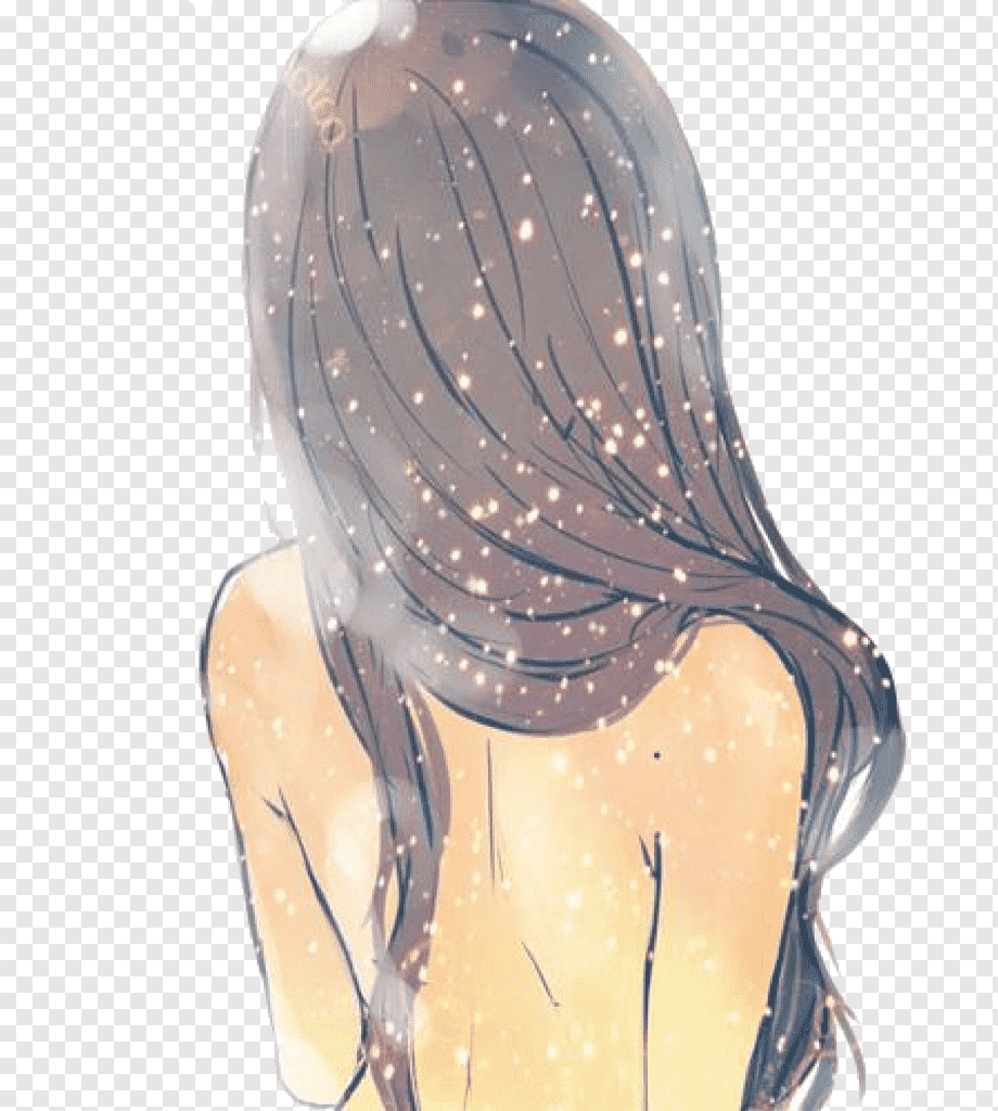 Рисованная девушка со спины