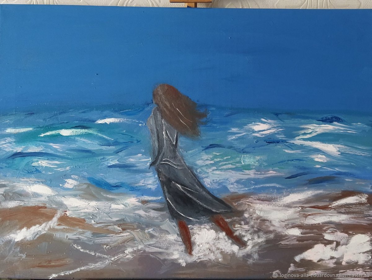 Картина маслом девушка у моря