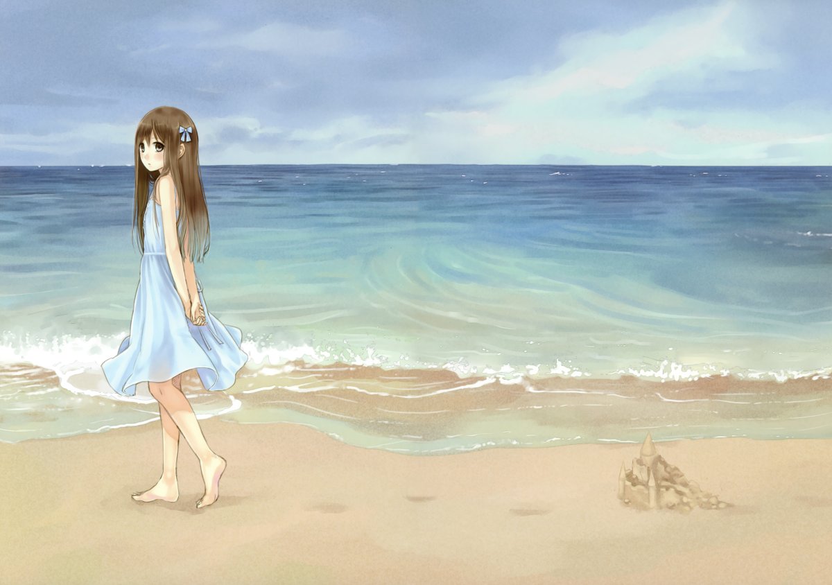девочка в море