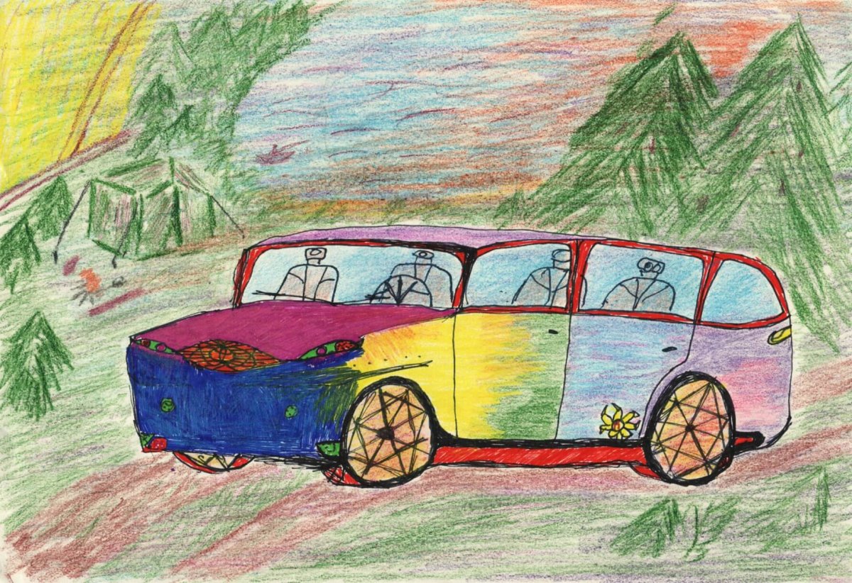 Праздничный автомобиль рисунок детский