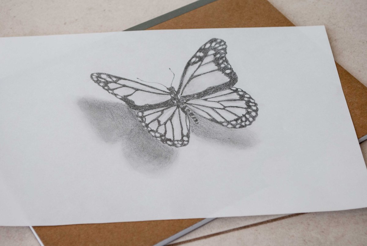 Бабочка 3 д рисунок карандашом