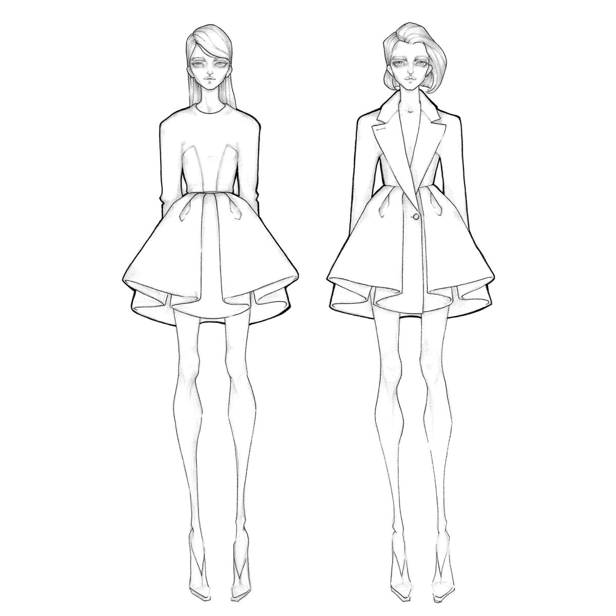 Модели для рисования платьев
