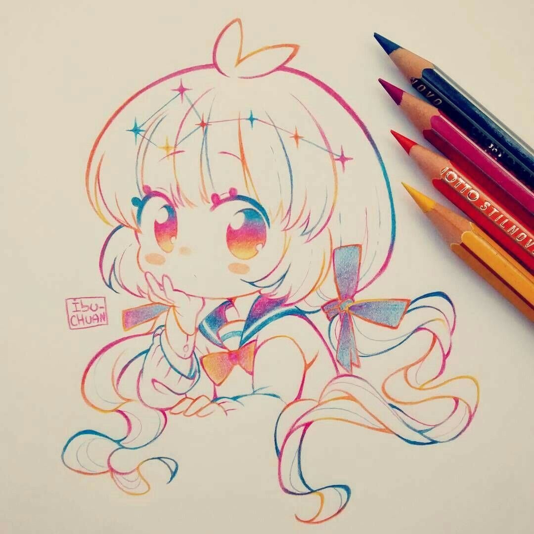 Чиби аниме для рисования цветные