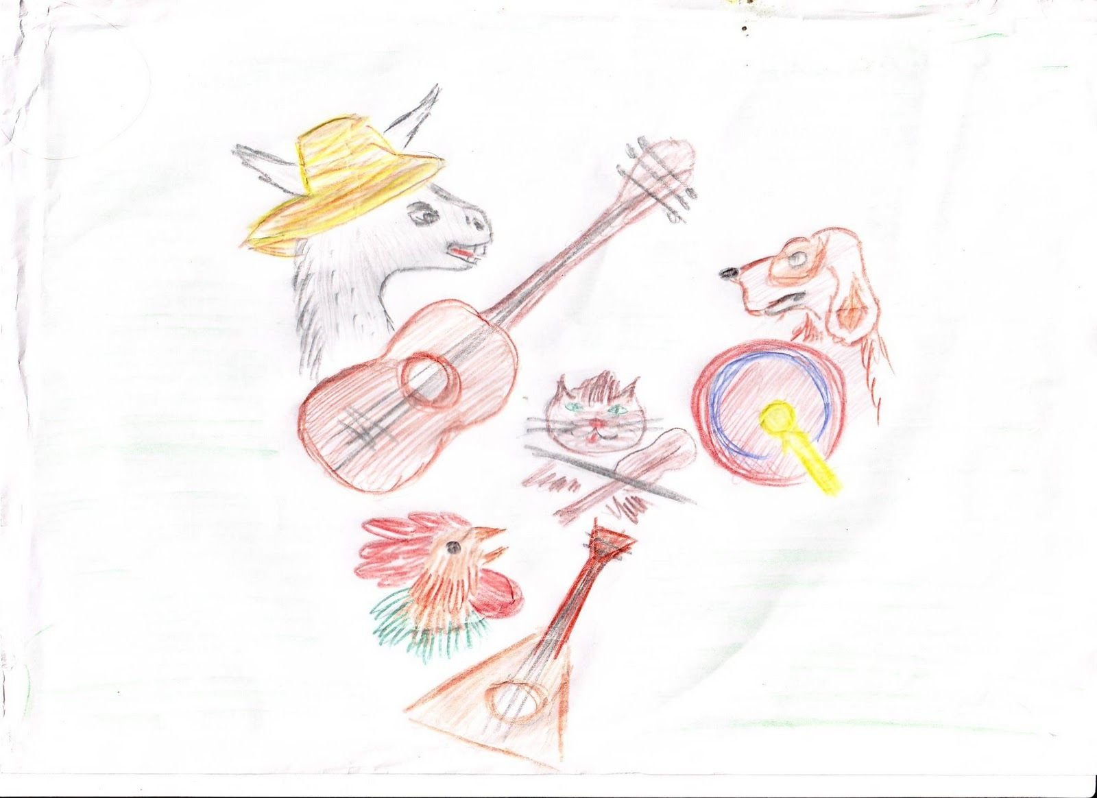 Бременские музыканты рисунок детский