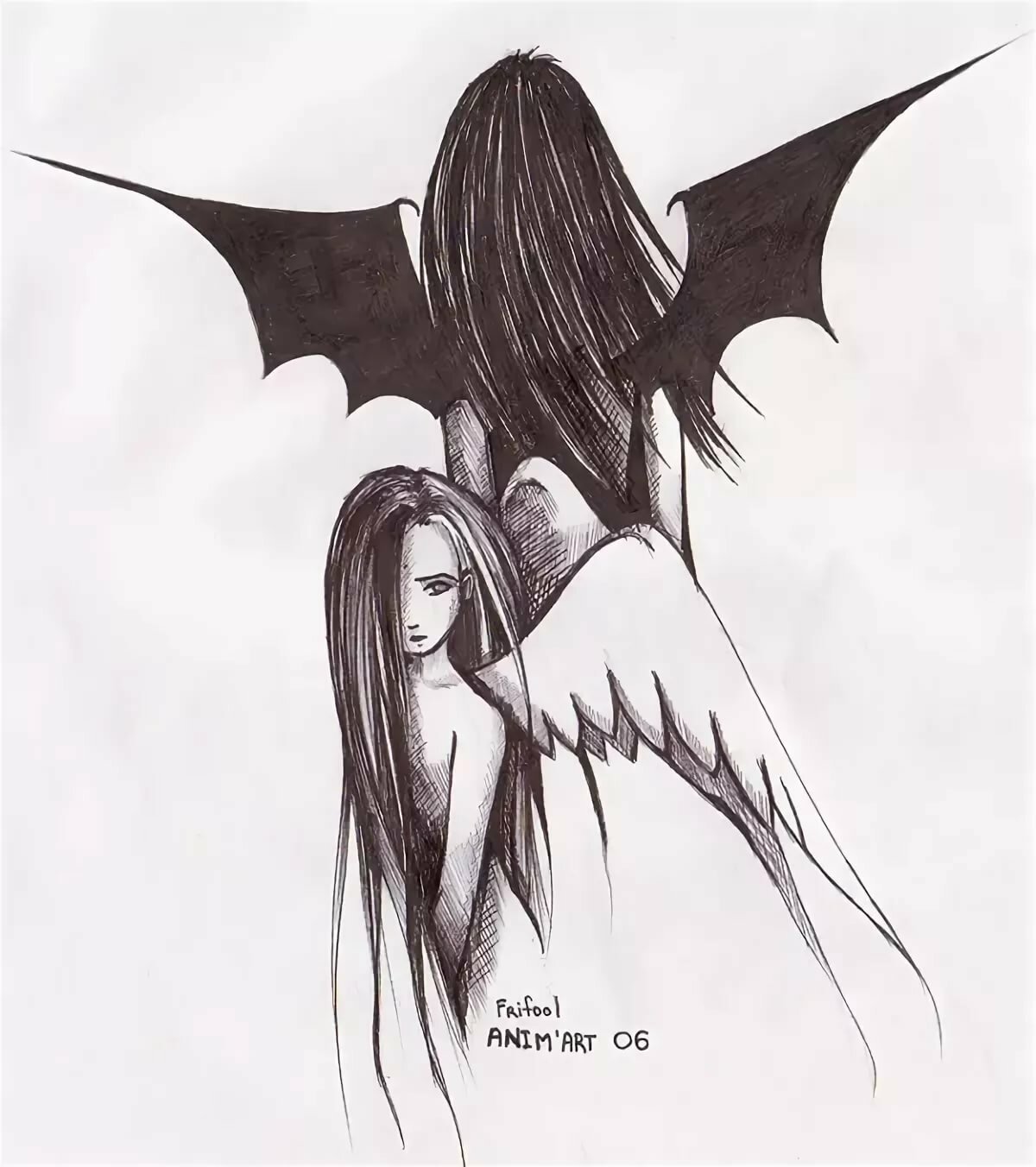 Ангел и демон рисунок карандашом