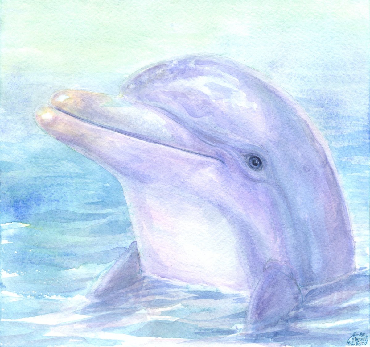 Картина дельфины