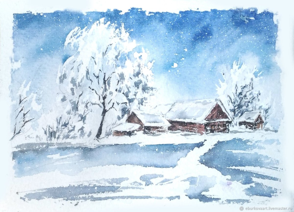 зимний пейзаж картинки рисунки