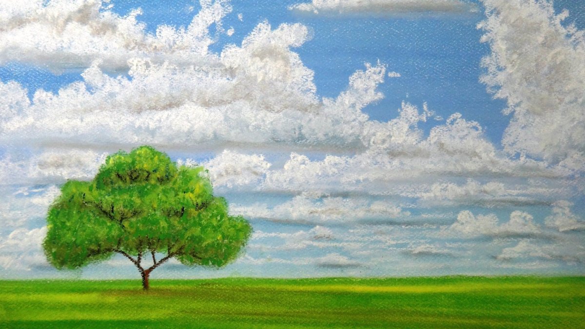 Пейзаж облака живопись для детей